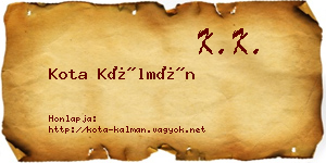 Kota Kálmán névjegykártya